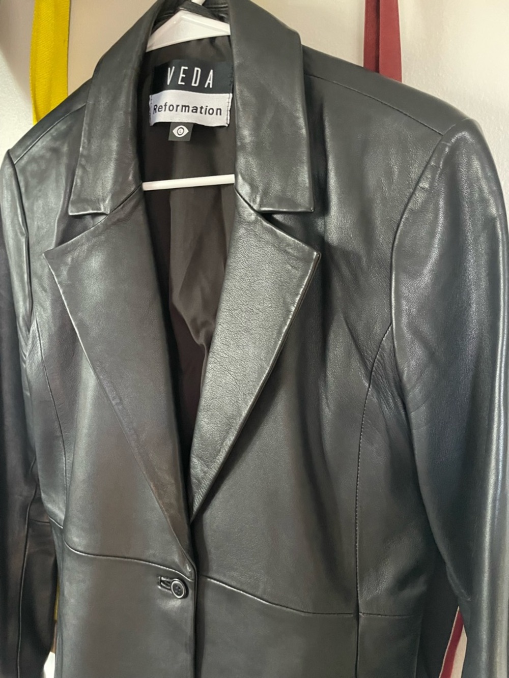 VEDA x Reformation Bowery Leather Blazer - Black L - Picture 4 of 13